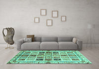 Machine Washable Abstract Turquoise Modern Rug, wshabs700turq