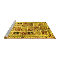 Sideview of Machine Washable Abstract Yellow Modern Rug, wshabs700yw