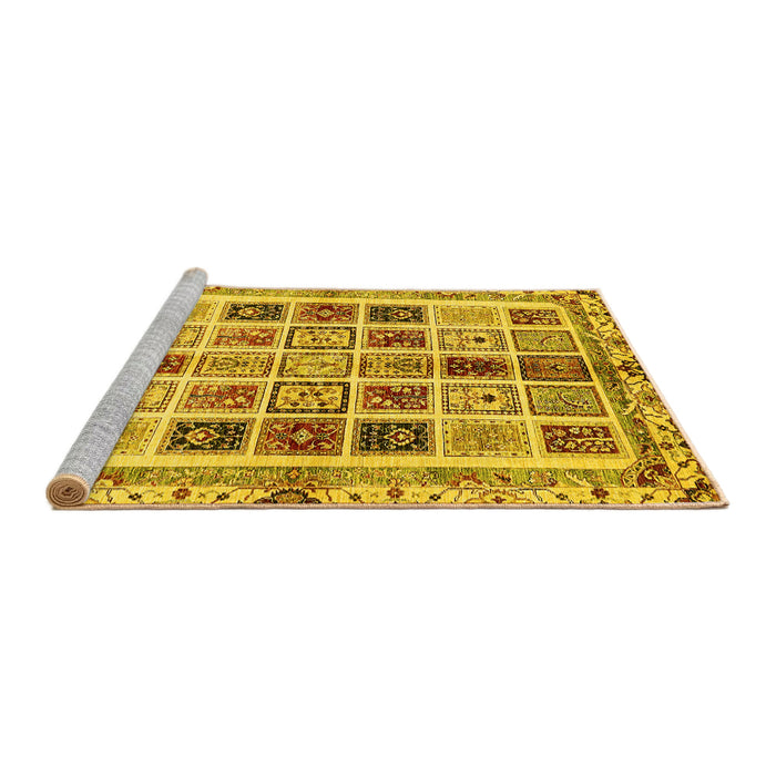 Sideview of Machine Washable Abstract Yellow Modern Rug, wshabs700yw