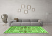 Machine Washable Abstract Green Modern Area Rugs in a Living Room,, wshabs700grn