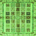 Square Machine Washable Abstract Green Modern Area Rugs, wshabs700grn