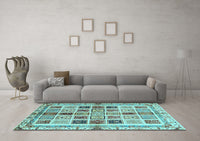 Machine Washable Abstract Light Blue Modern Rug, wshabs700lblu