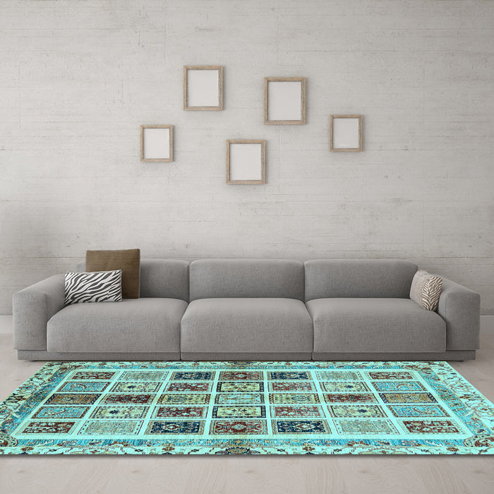 Machine Washable Abstract Light Blue Modern Rug in a Living Room, wshabs700lblu