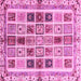 Square Machine Washable Abstract Pink Modern Rug, wshabs700pnk