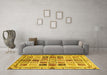 Machine Washable Abstract Yellow Modern Rug in a Living Room, wshabs700yw