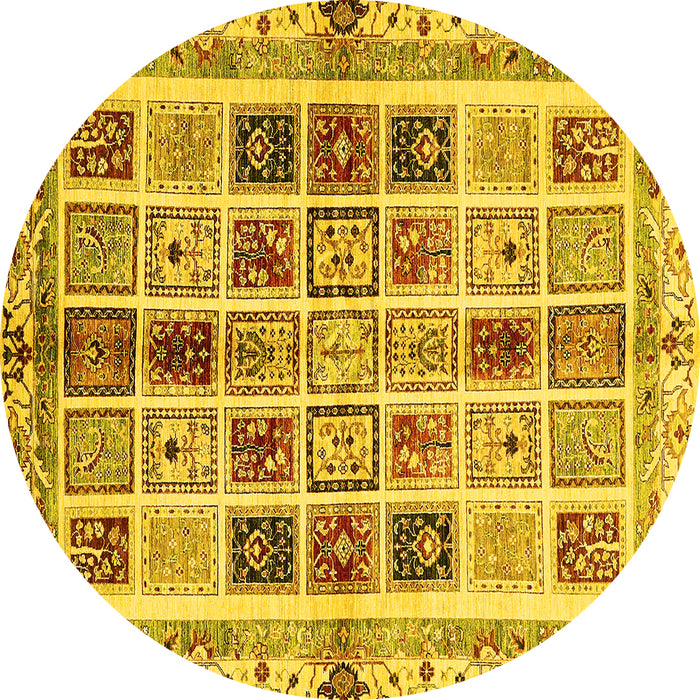 Round Machine Washable Abstract Yellow Modern Rug, wshabs700yw