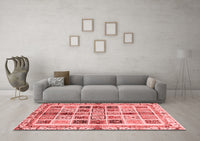 Machine Washable Abstract Red Modern Rug, wshabs700red