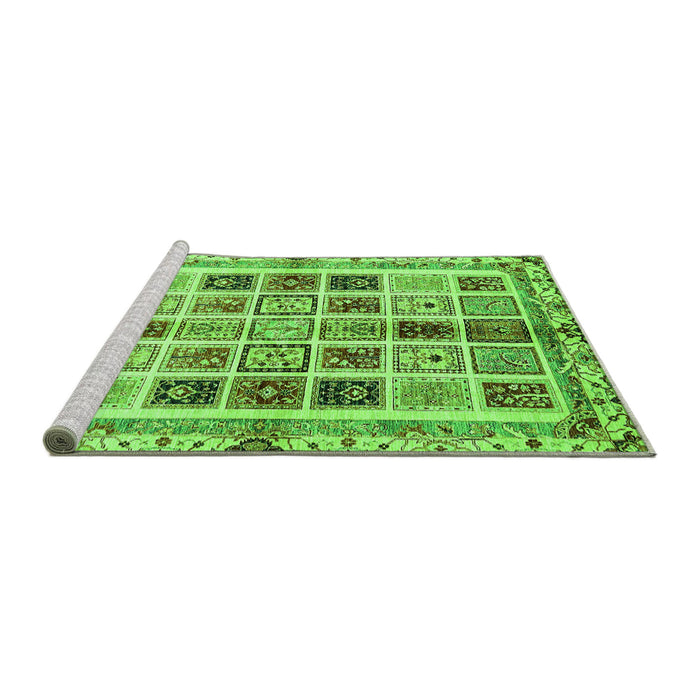 Sideview of Machine Washable Abstract Green Modern Area Rugs, wshabs700grn