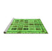 Sideview of Machine Washable Abstract Green Modern Area Rugs, wshabs700grn