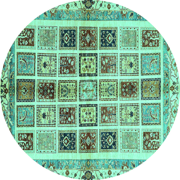Round Abstract Turquoise Modern Rug, abs700turq
