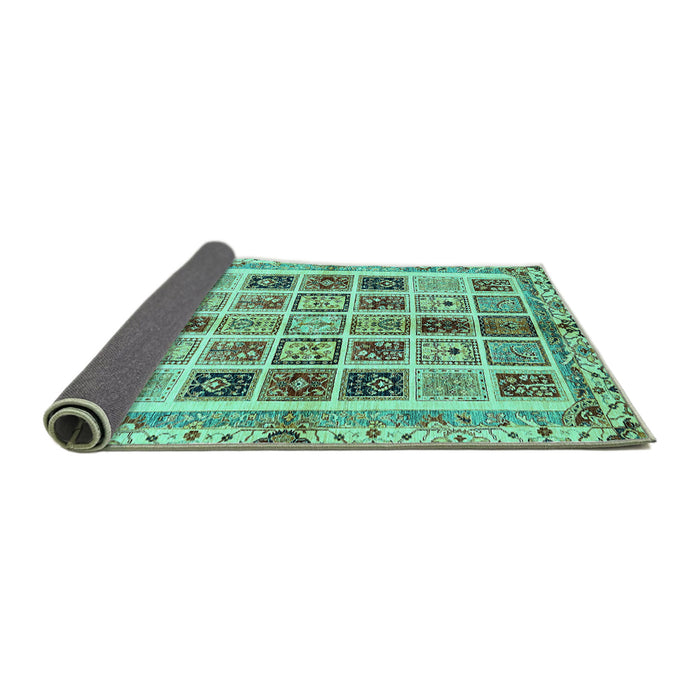 Sideview of Abstract Turquoise Modern Rug, abs700turq