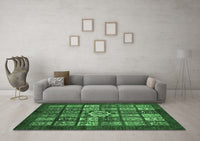 Machine Washable Abstract Emerald Green Modern Rug, wshabs701emgrn