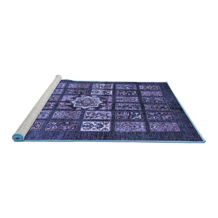 Sideview of Machine Washable Abstract Blue Modern Rug, wshabs701blu