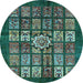 Round Abstract Light Blue Modern Rug, abs701lblu