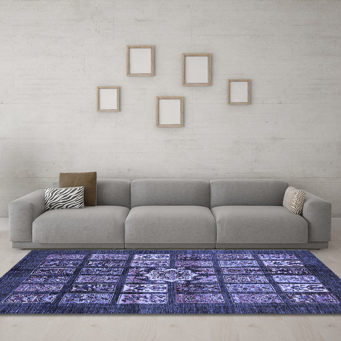 Machine Washable Abstract Blue Modern Rug in a Living Room, wshabs701blu