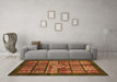 Machine Washable Abstract Orange Modern Area Rugs in a Living Room, wshabs701org