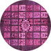 Round Abstract Pink Modern Rug, abs701pnk