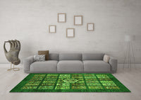 Machine Washable Abstract Green Modern Rug, wshabs701grn