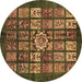 Round Machine Washable Abstract Brown Modern Rug, wshabs701brn