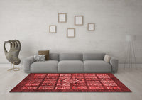 Machine Washable Abstract Red Modern Rug, wshabs701red