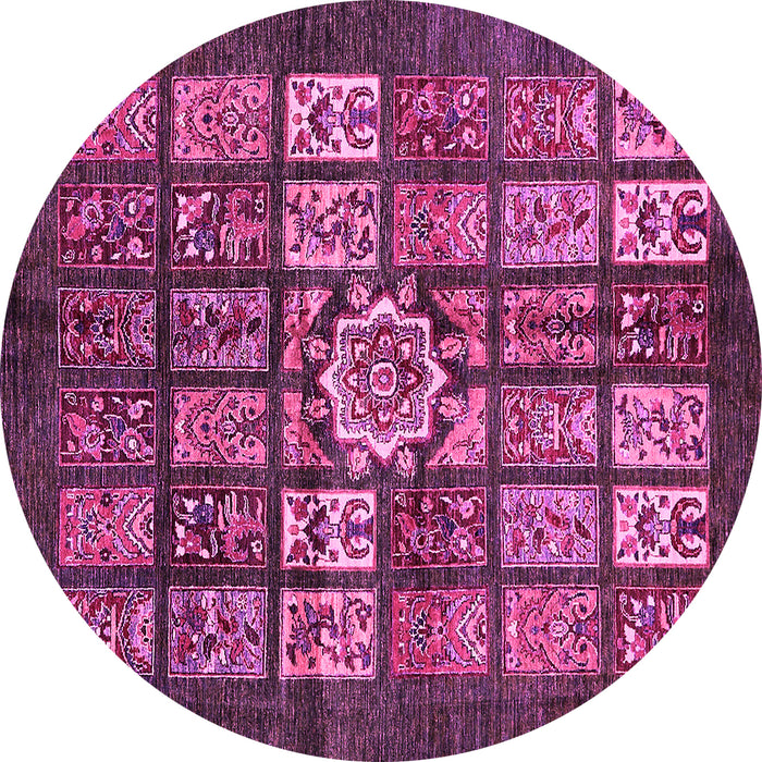 Round Machine Washable Abstract Pink Modern Rug, wshabs701pnk