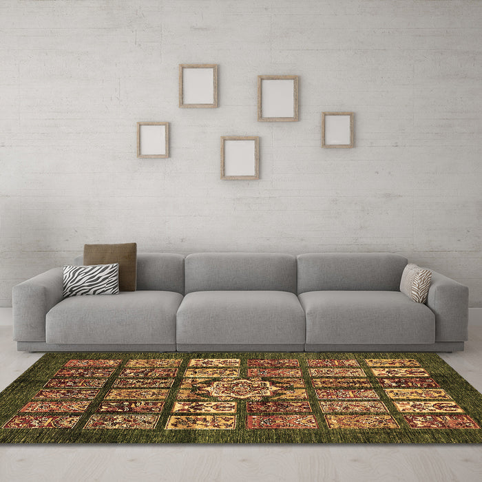 Machine Washable Abstract Brown Modern Rug in a Living Room,, wshabs701brn