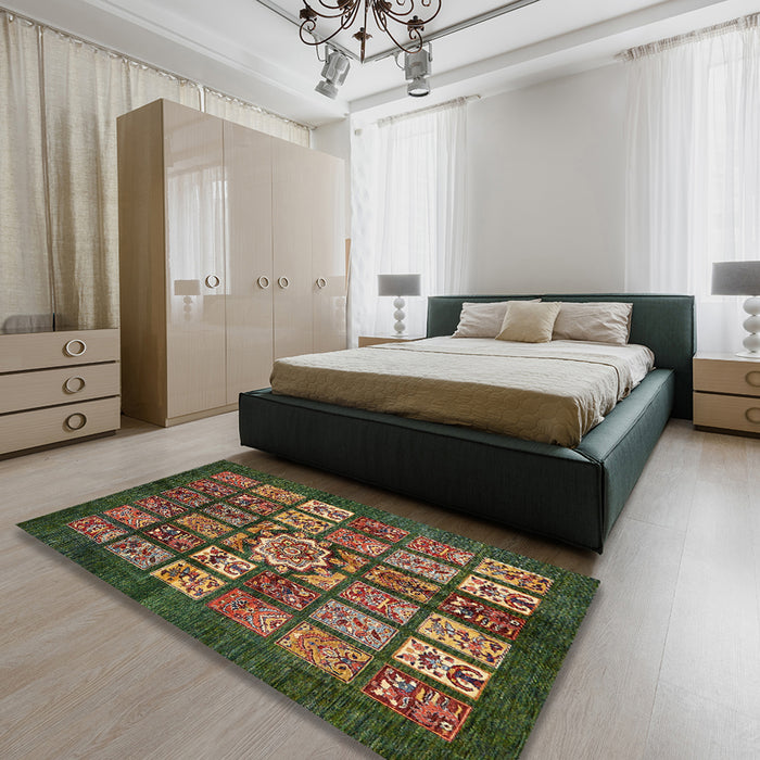 Machine Washable Abstract Bakers Brown Rug in a Bedroom, wshabs701