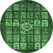 Round Abstract Emerald Green Modern Rug, abs701emgrn