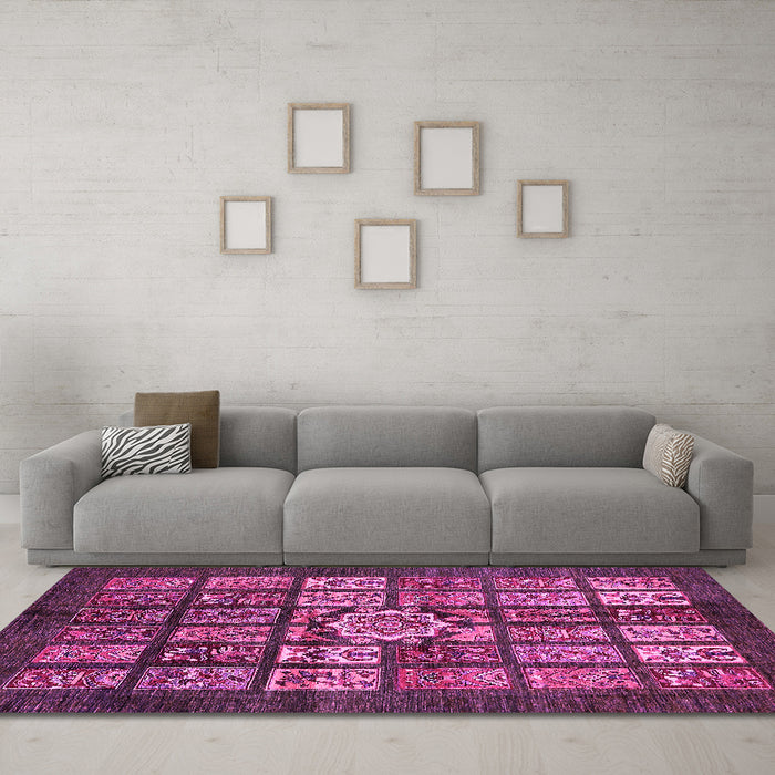 Machine Washable Abstract Pink Modern Rug in a Living Room, wshabs701pnk