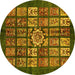 Round Abstract Yellow Modern Rug, abs701yw