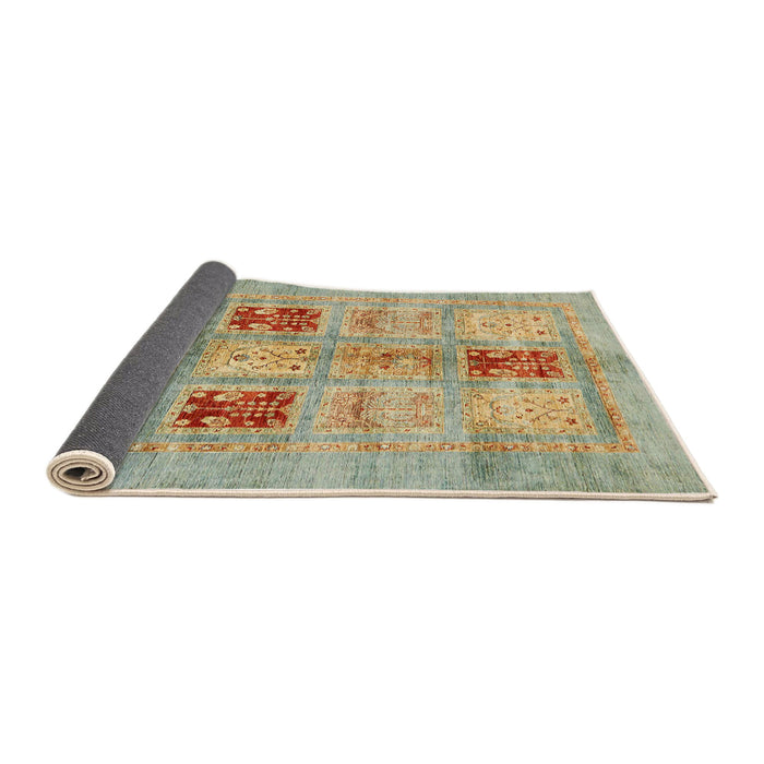 Sideview of Abstract Ginger Brown Green Modern Rug, abs702