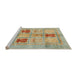 Sideview of Machine Washable Abstract Ginger Brown Green Rug, wshabs702