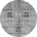 Round Abstract Gray Modern Rug, abs702gry