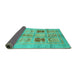 Sideview of Abstract Turquoise Modern Rug, abs702turq