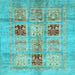 Square Abstract Light Blue Modern Rug, abs702lblu