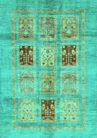 Abstract Turquoise Modern Rug, abs702turq