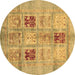 Round Machine Washable Abstract Brown Modern Rug, wshabs702brn