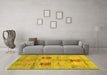 Machine Washable Abstract Yellow Modern Rug in a Living Room, wshabs702yw