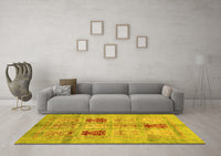 Machine Washable Abstract Yellow Modern Rug, wshabs702yw