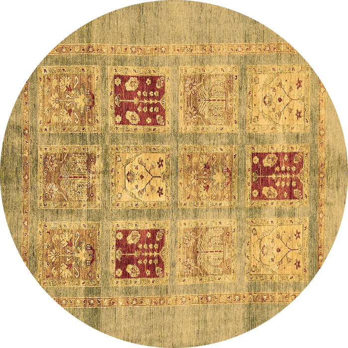 Round Abstract Brown Modern Rug, abs702brn