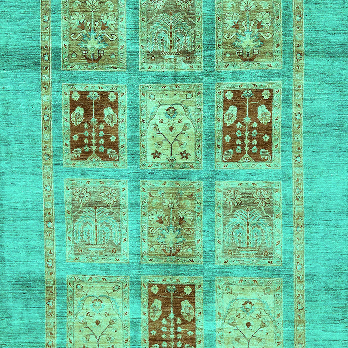 Machine Washable Abstract Turquoise Modern Area Rugs, wshabs702turq