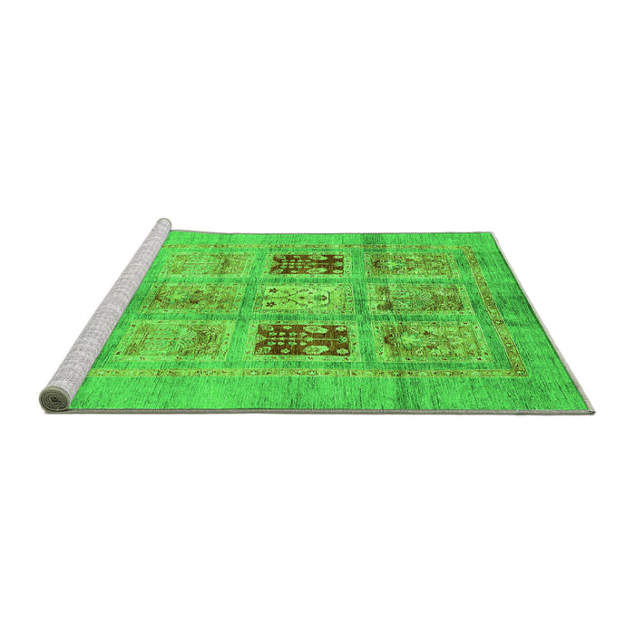 Sideview of Machine Washable Abstract Green Modern Area Rugs, wshabs702grn