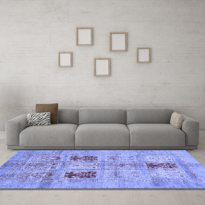 Machine Washable Abstract Blue Modern Rug in a Living Room, wshabs702blu