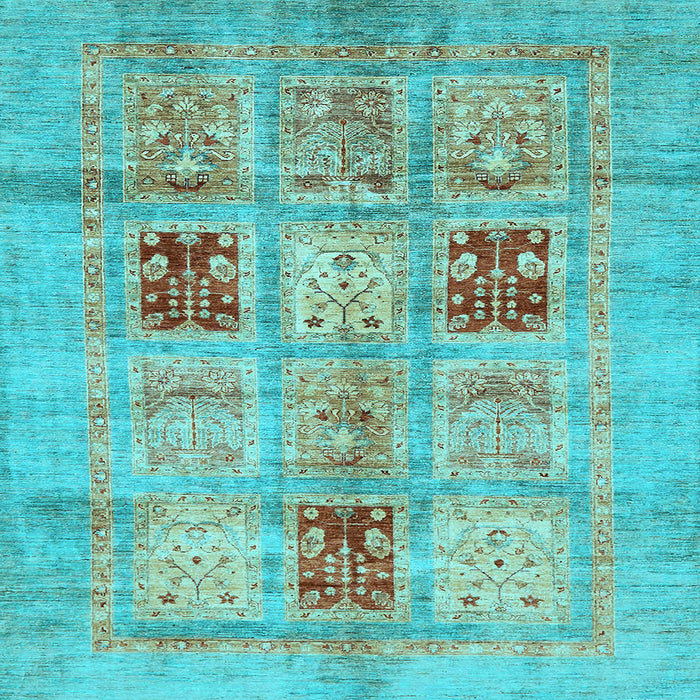 Square Machine Washable Abstract Light Blue Modern Rug, wshabs702lblu