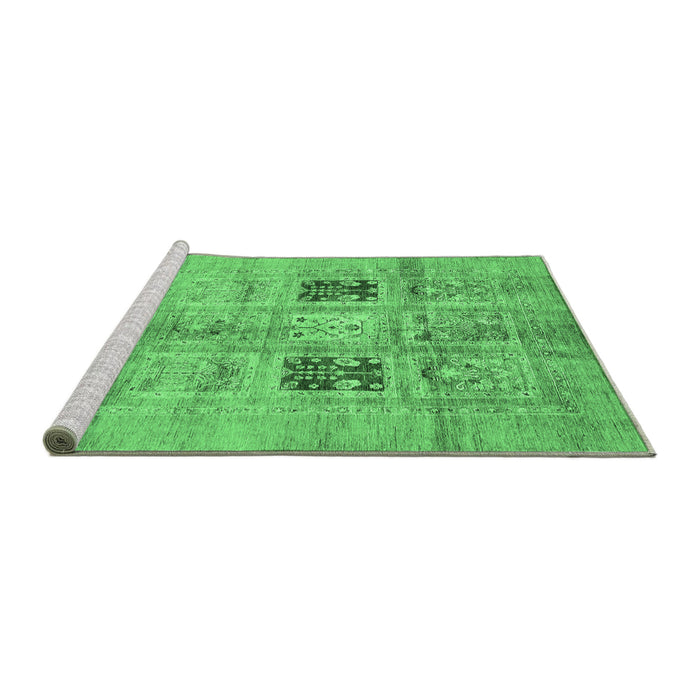 Sideview of Machine Washable Abstract Emerald Green Modern Area Rugs, wshabs702emgrn