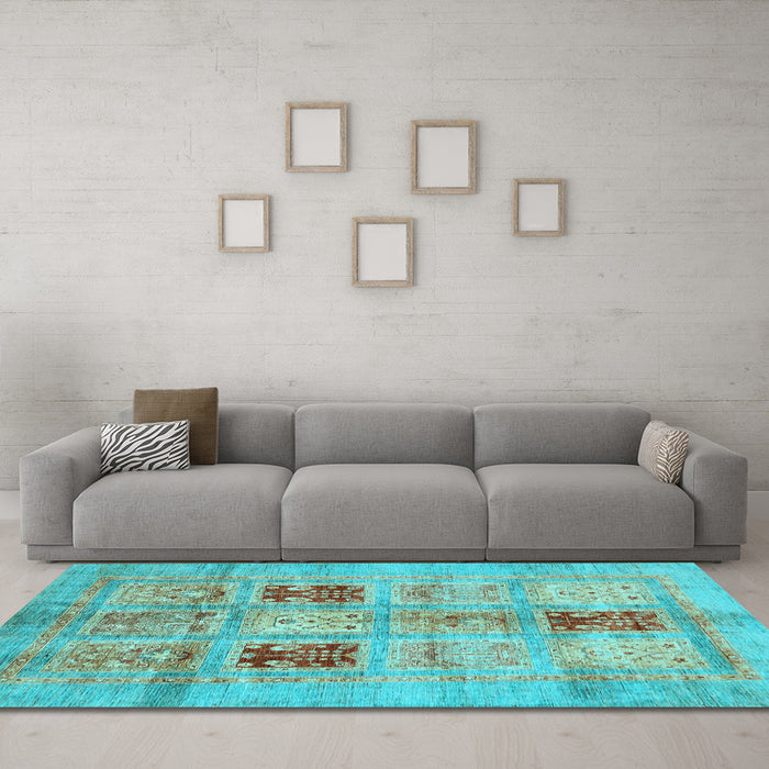 Machine Washable Abstract Light Blue Modern Rug in a Living Room, wshabs702lblu