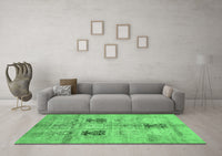 Machine Washable Abstract Emerald Green Modern Rug, wshabs702emgrn