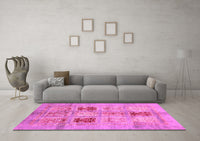 Machine Washable Abstract Pink Modern Rug, wshabs702pnk