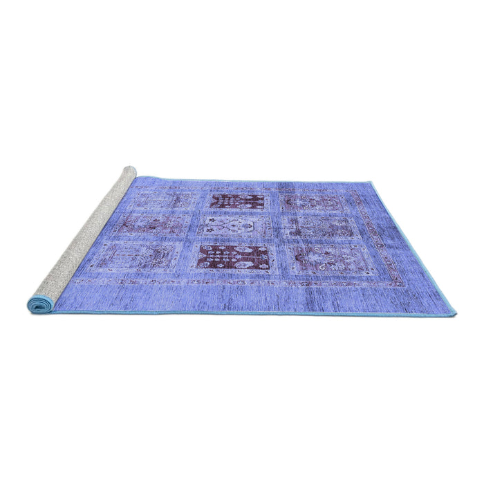 Sideview of Machine Washable Abstract Blue Modern Rug, wshabs702blu