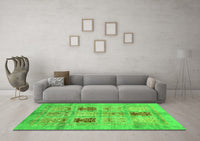 Machine Washable Abstract Green Modern Rug, wshabs702grn